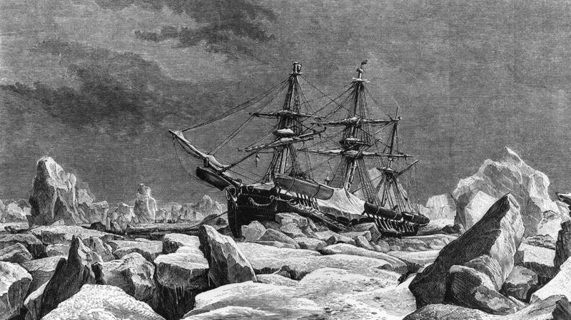 The HMS Terror was sunk in the glaciers of the Arctic Ocean during the Franklin Expedition in 1845. - Illustration: API/Gamma-Rapho via Getty Images) (Getty Images)