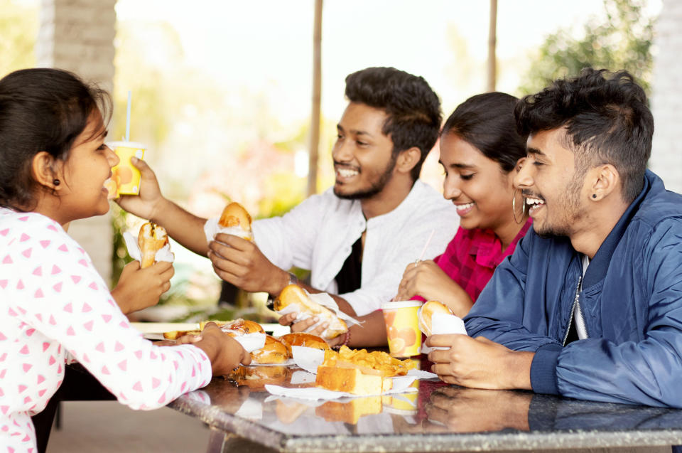 family eating at a table