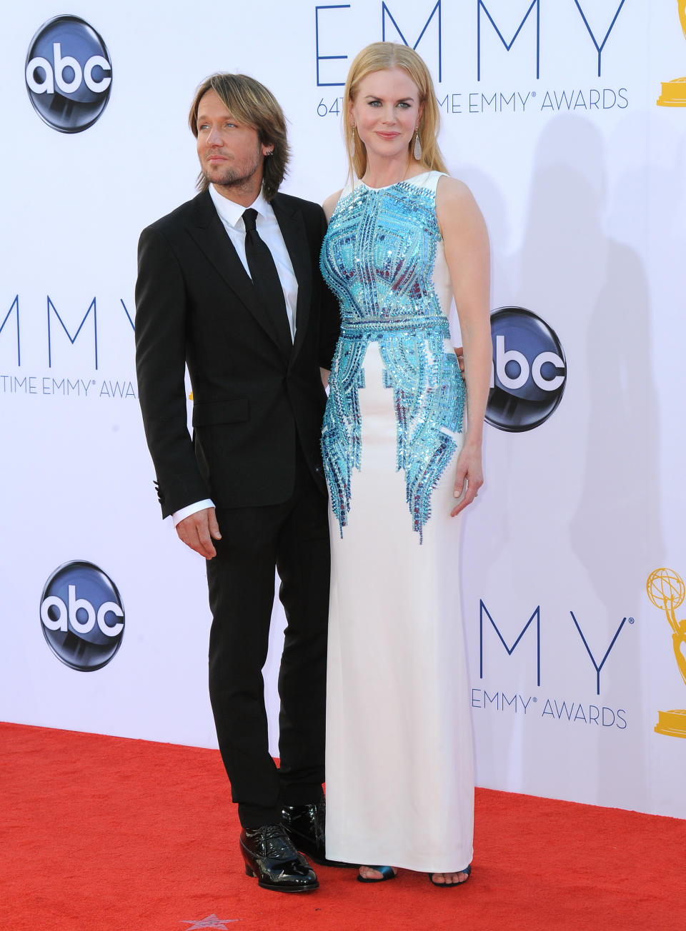 Musician Keith Urban, left and actress Nicole Kidman arrive at the 64th Primetime Emmy Awards at the Nokia Theatre on Sunday, Sept. 23, 2012, in Los Angeles.  (Photo by Jordan Strauss/Invision/AP)