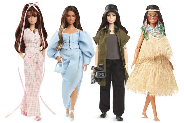 <p>Mattel Inc.</p> Nicole Fujita, Enissa Amani, Lila Aviles, and Maira Gomez as Barbies