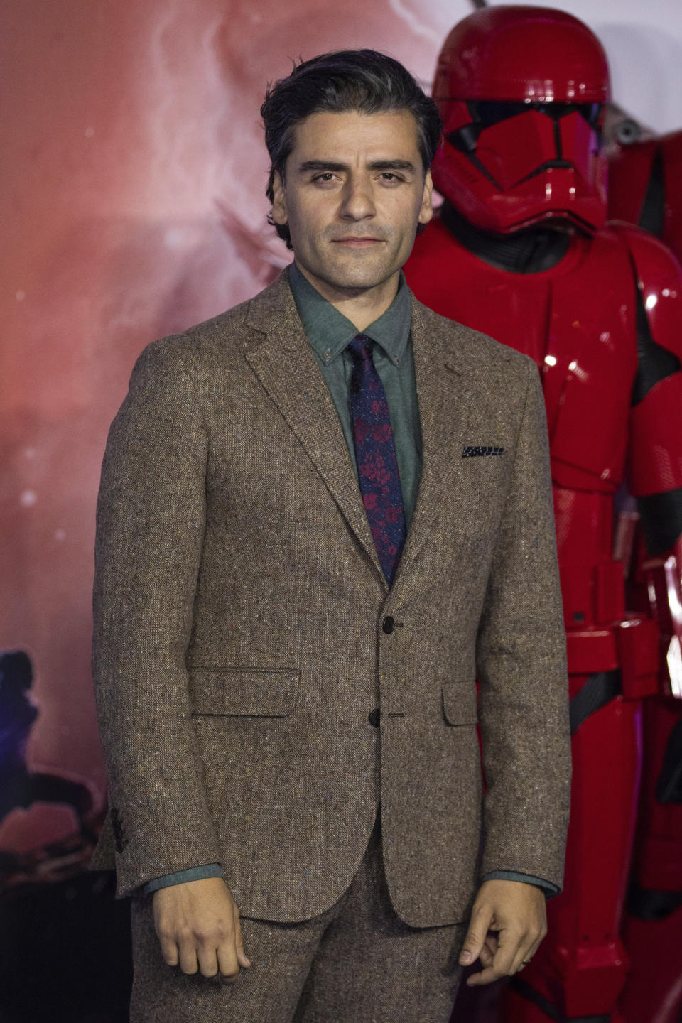 FILE - Oscar Isaac arrives at the premiere of "Star Wars: The Rise of Skywalker" in central London on Dec. 18, 2019. Isaac turns 42 on March 9. (Photo by Vianney Le Caer/Invision/AP)