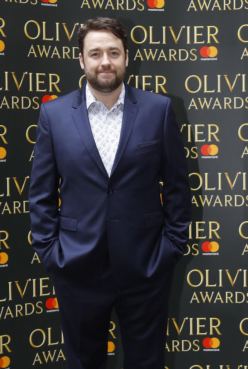 Jason Manford arrives for the the Olivier Awards nominees luncheon in London, Friday, March 10, 2017.(AP Photo/Frank Augstein)