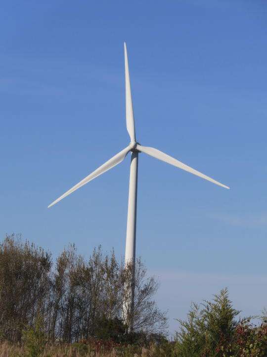 Land-based wind turbines spin in Atlantic City. N.J. on Nov. 3, 2023. On Nov. 20, offshore wind company Attentive Energy said it will invest $10.6 million in supply chain and ocean technology innovation projects in New Jersey. (AP Photo/Wayne Parry)