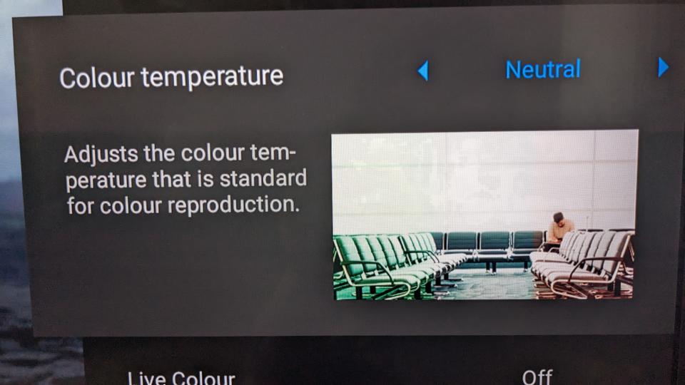 Color temp TV setting on Sony TV