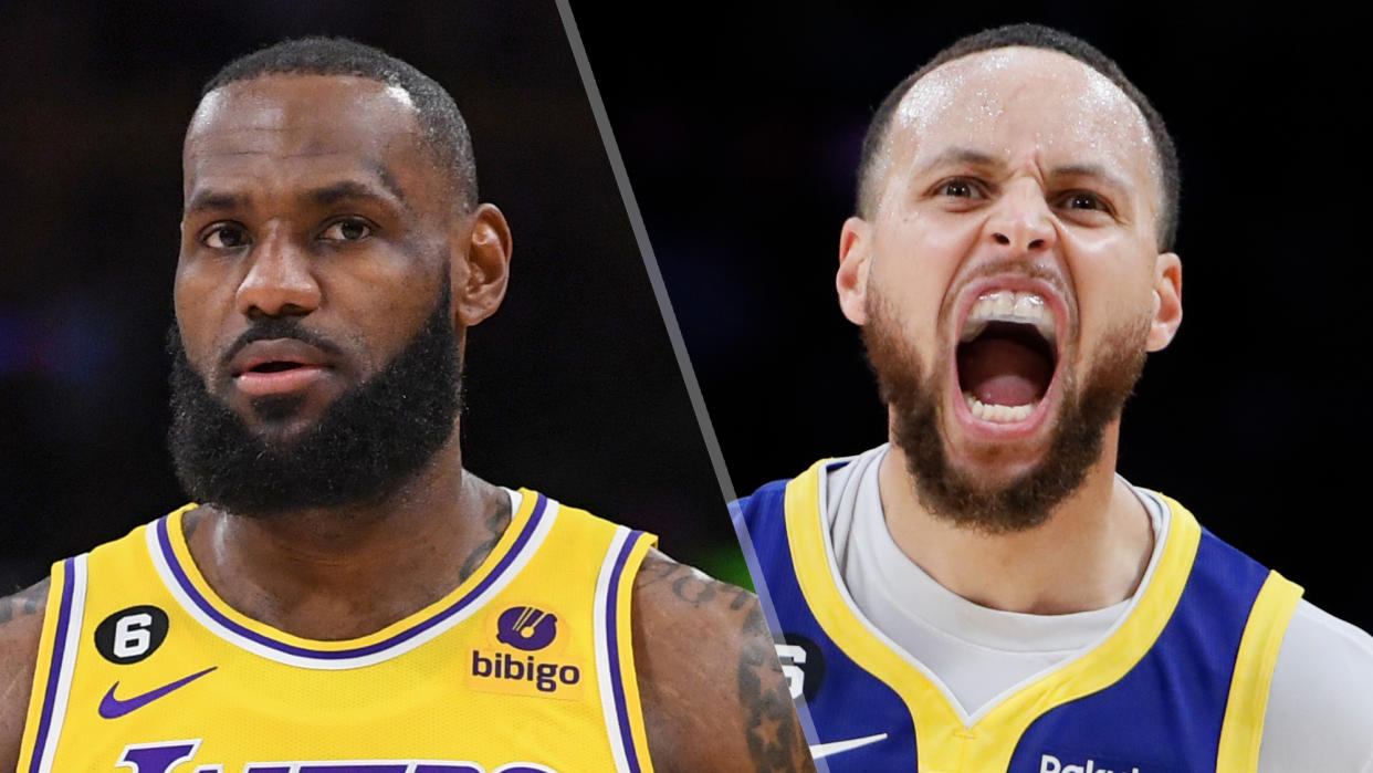  (L, R) LeBron James and Steph Curry will clash in the Game 5 Lakers vs Warriors live stream 