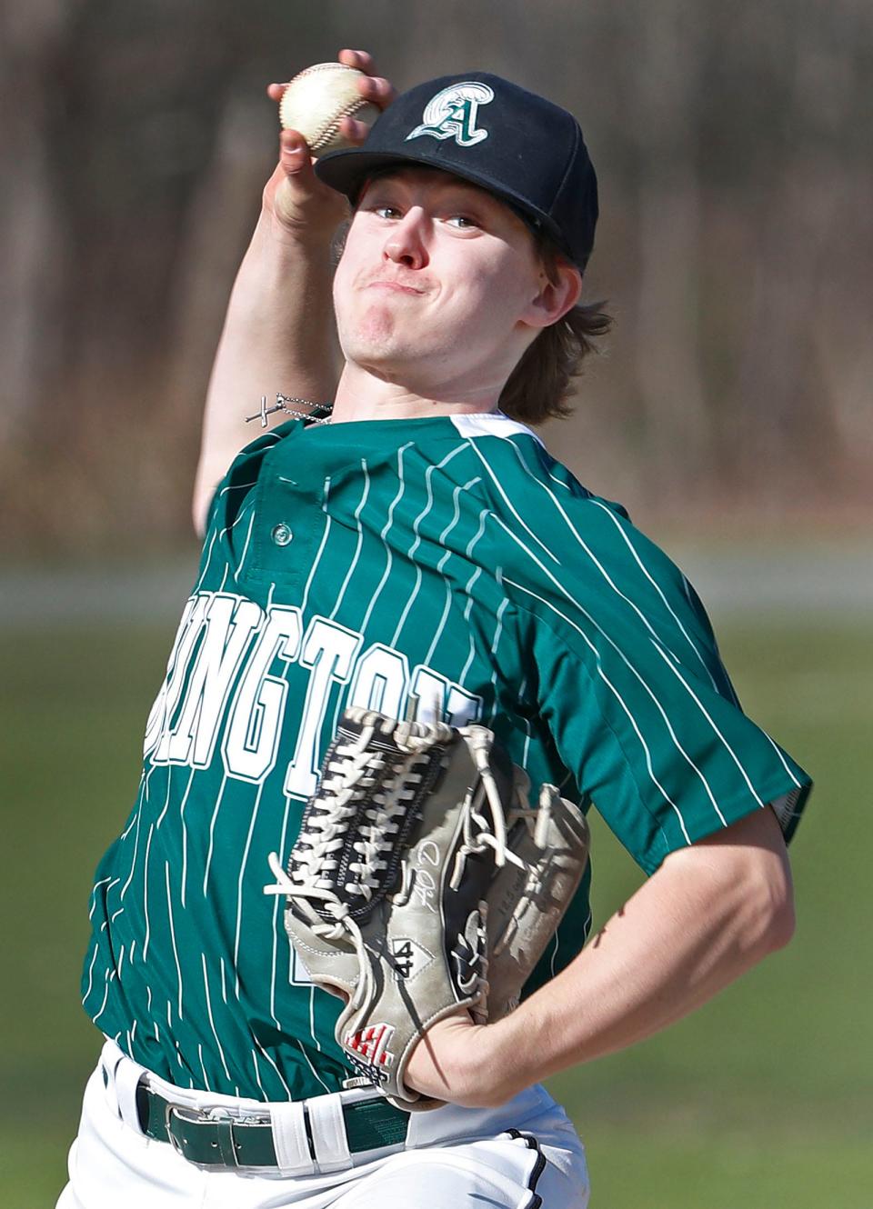 Abington Green Wave starting pitcher Aidan O'Donnell.Abington hosts Cardinal Spellman in boys baseball  on Friday April 22, 2022   