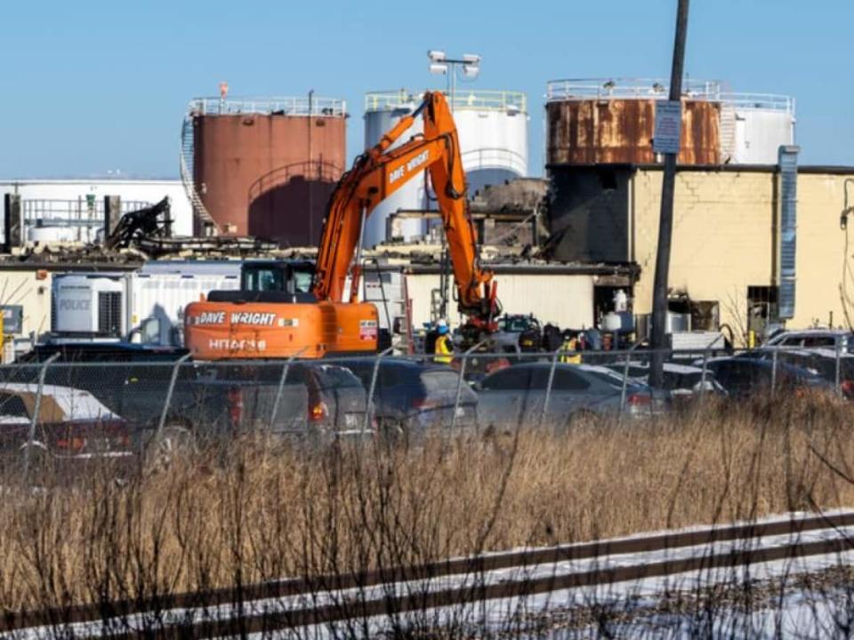 Ottawa police say the scene of a fatal explosion and fire in south Ottawa is very damaged and will take some time to investigate. (Francis Ferland/CBC - image credit)