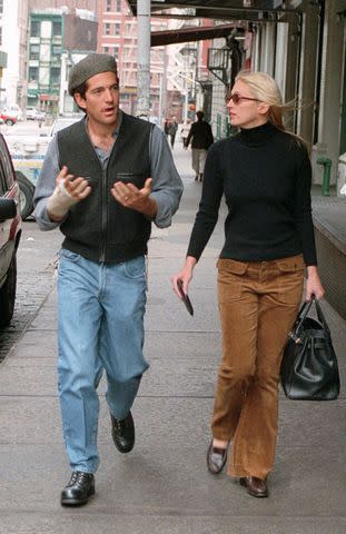 <p>AP Photo/Lawrence LeVine</p> John F. Kennedy Jr. and Carolyn Bessette-Kennedy in 1997