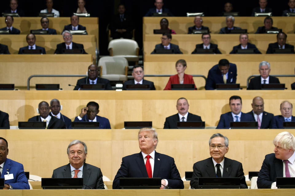 <p>President Donald Trump participates in a photo before the beginning of the “Reforming the United Nations: Management, Security, and Development” meeting during the United Nations General Assembly, Monday, Sept. 18, 2017, in New York. (Photo: Evan Vucci/AP) </p>