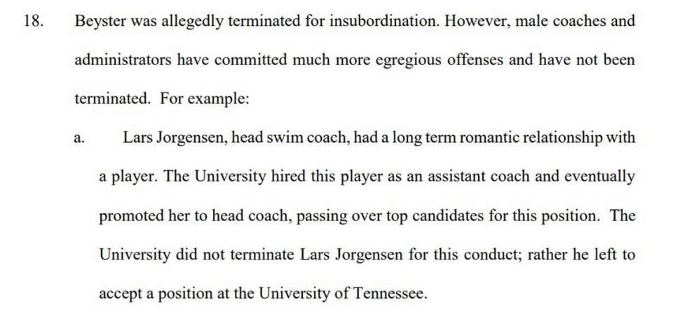 An excerpt from the 2014 lawsuit filed against the University of Toledo by head softball coach Tarrah Beyster.