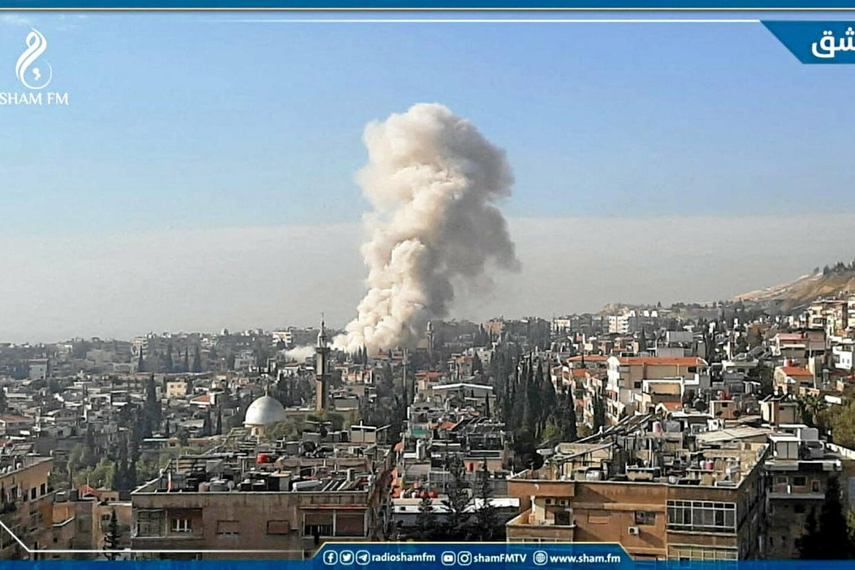 Un raid israélien a fait cinq morts dans un quartier de Damas, en Syrie, samedi 20 janvier 2024.  - Credit:SHAM FM VIA REUTERS
