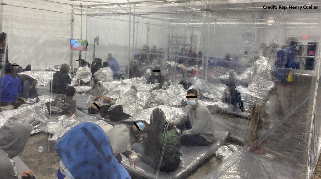 <p>Migrants in a Donna, Texas, detention centre are placed in pods after crossing the US-Mexico border</p> (US Customs and Border Protection)