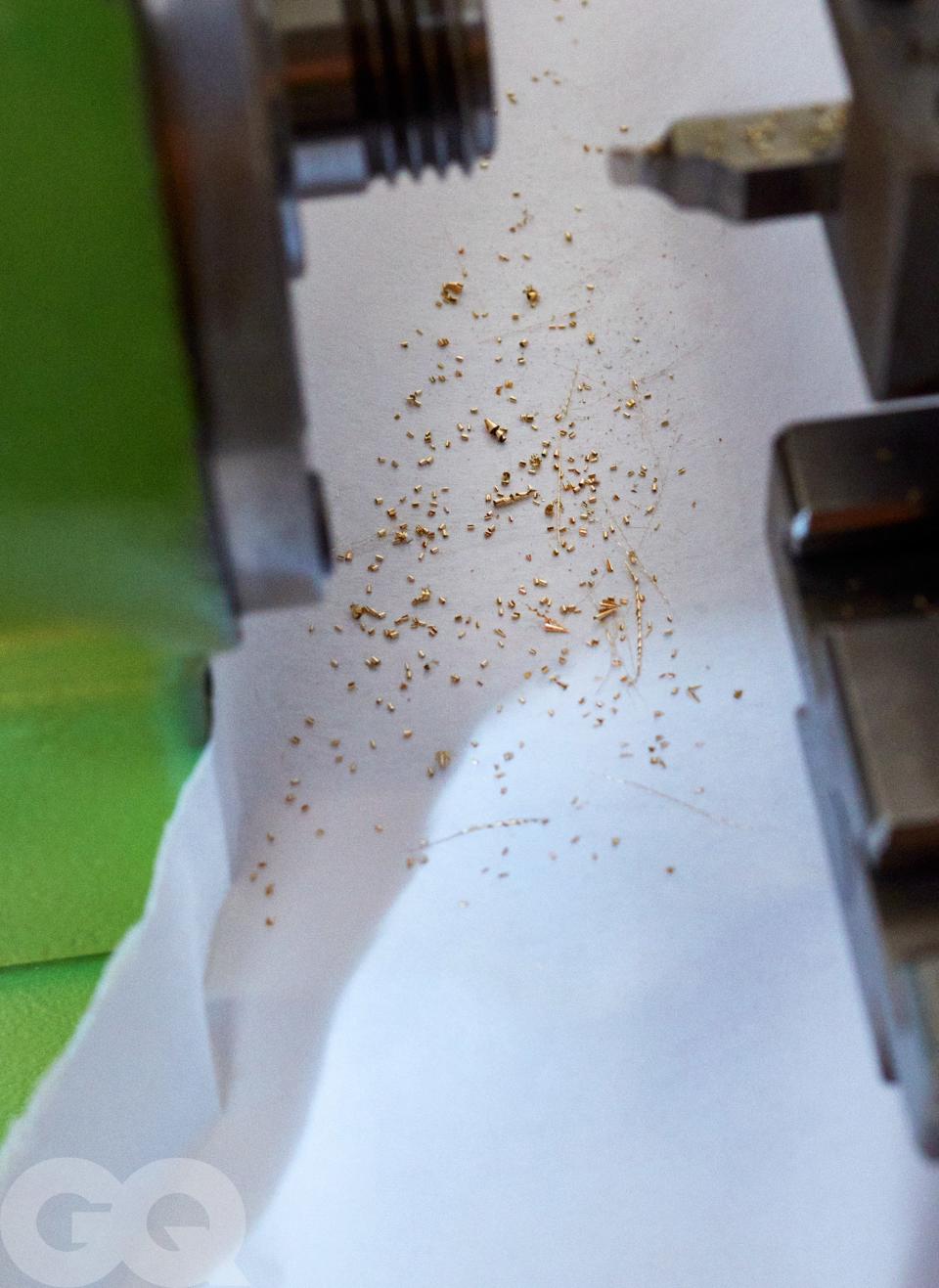 The shavings produced by the dial engraving process.