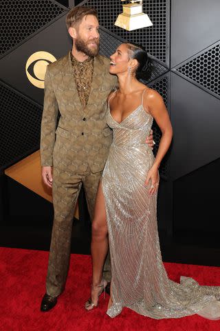 <p>Kayla Oaddams/WireImage</p> Calvin Harris and Vick Hope, 2024 Grammys