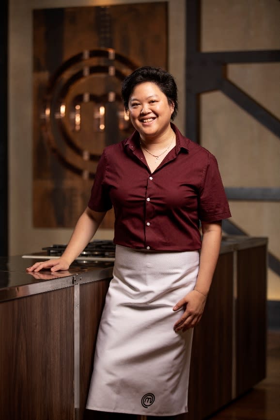 Sarah Tiong in the 2020 MasterChef kitchen