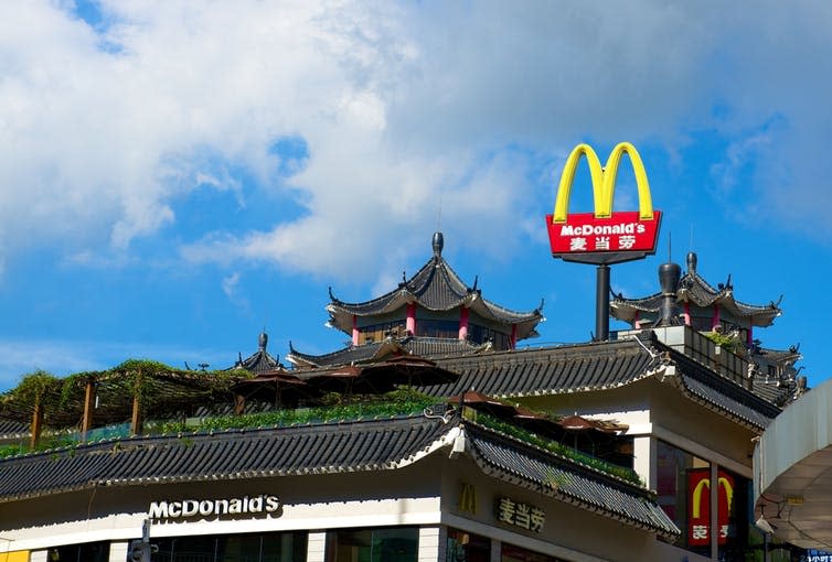 <span class="caption">McDonalds in Shenzhen, China.</span> <span class="attribution"><a class="link " href="https://www.shutterstock.com/download/confirm/178962470?src=508M7CTswR5w9nlFCZKuvg-1-7&size=medium_jpg" rel="nofollow noopener" target="_blank" data-ylk="slk:ArtWell/Shutterstock;elm:context_link;itc:0;sec:content-canvas">ArtWell/Shutterstock</a></span>