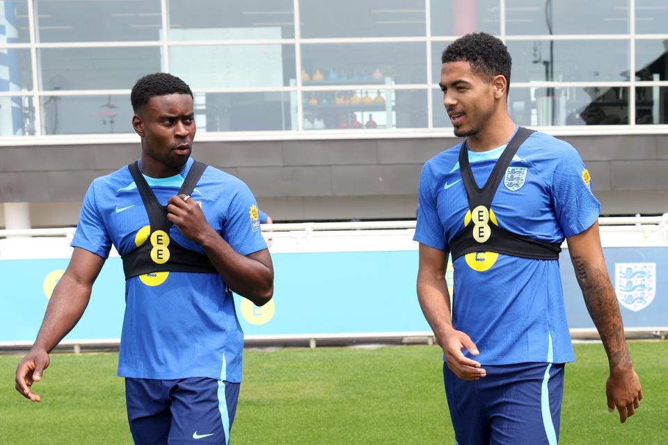 Marc Guehi (left) and Levi Colwill (right) have their minds firmly set on appearing at Euro 2024 if England qualify (The FA via Getty Images)