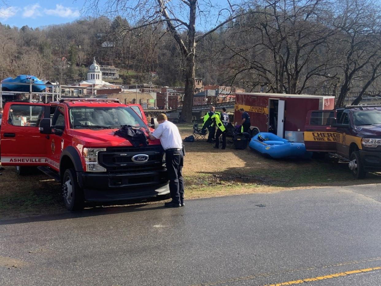Cherokee Fire and Rescue and Henderson County Rescue Squad, are assisting Madison County EMS and Madison County Sheriff's Office Feb. 21 on Marshall's Blannahassett Island with the search of missing Madison County man Philip Shelton.