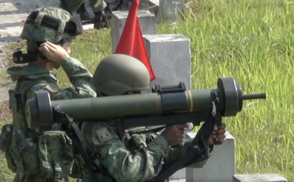 Matador anti-tank weapon in use by a Singapore Armed Forces soldier. (SCREENSHOT: Singapore Army/Facebook)