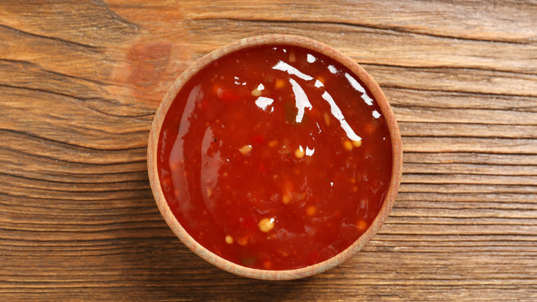 bowl of sweet and sour sauce 