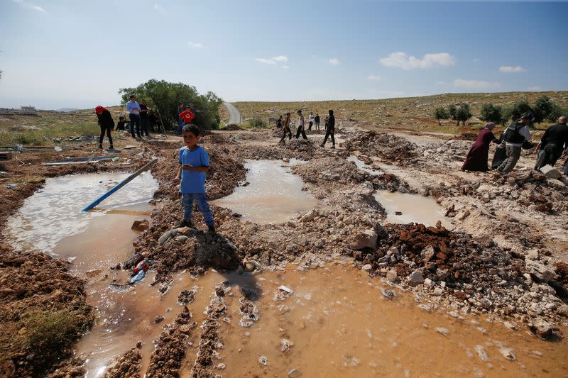 Israeli machinery demolish a school near Bethlehem