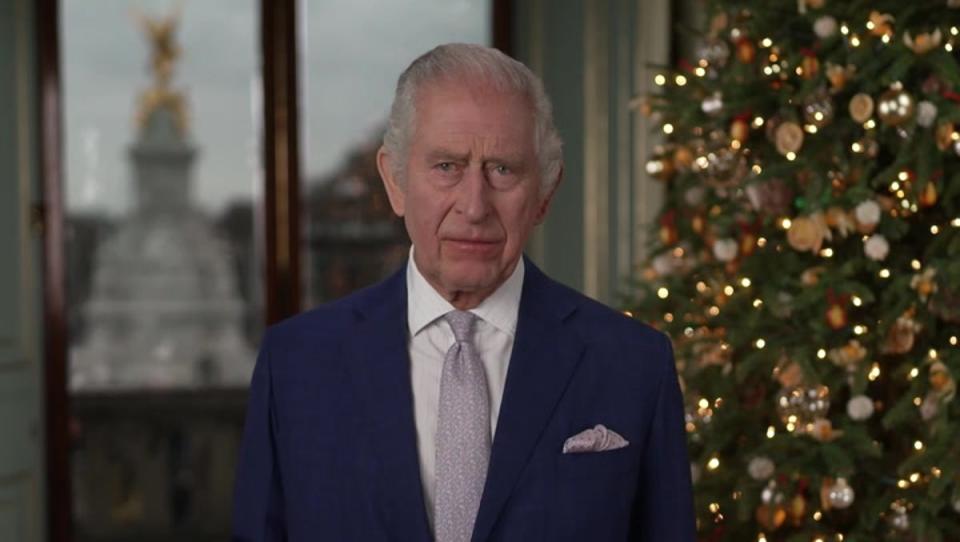 No photos were seen in his annual festive address (ITN)
