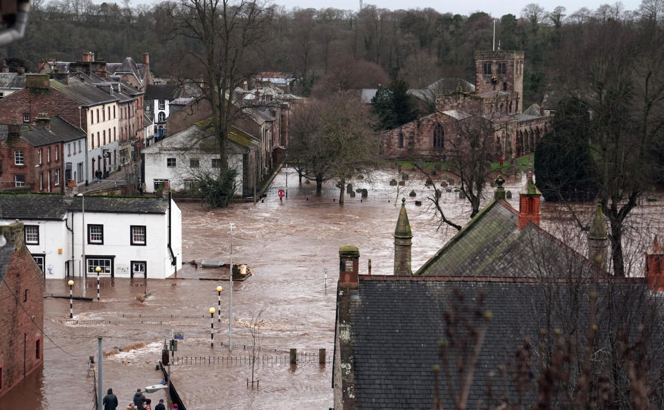 Flooded streets in Appleby-in-Westmorland, Cumbria. (PA)