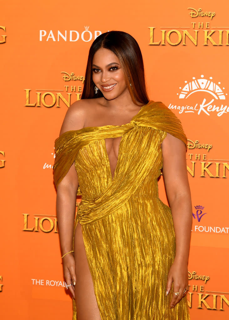 LONDON, ENGLAND - JULY 14:  Beyonce Knowles-Carter attends the European Premiere of Disney's "The Lion King" at Odeon Luxe Leicester Square on July 14, 2019 in London, England. (Photo by Gareth Cattermole/Getty Images for Disney)