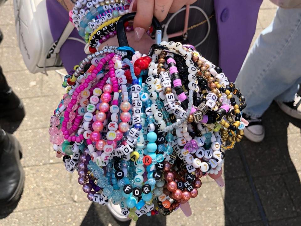 Nassy has spent a year and over one hundred hours making bracelets (Maira Butt/The Independent)