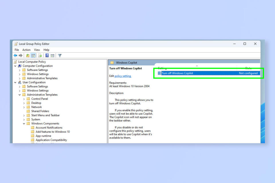 A screenshot showing how to disable Copilot in Windows 11