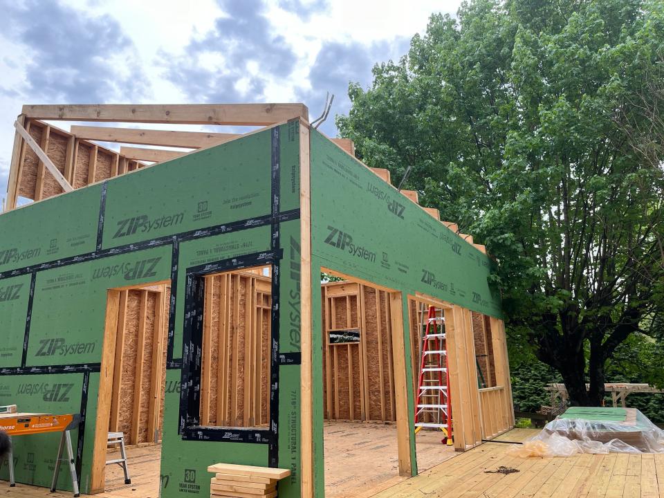 A West Asheville backyard ADU was being built to become transitional housing for people experiencing homelessness.