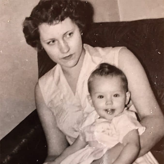 Stone as a baby with her mother, Dorothy - Instagram