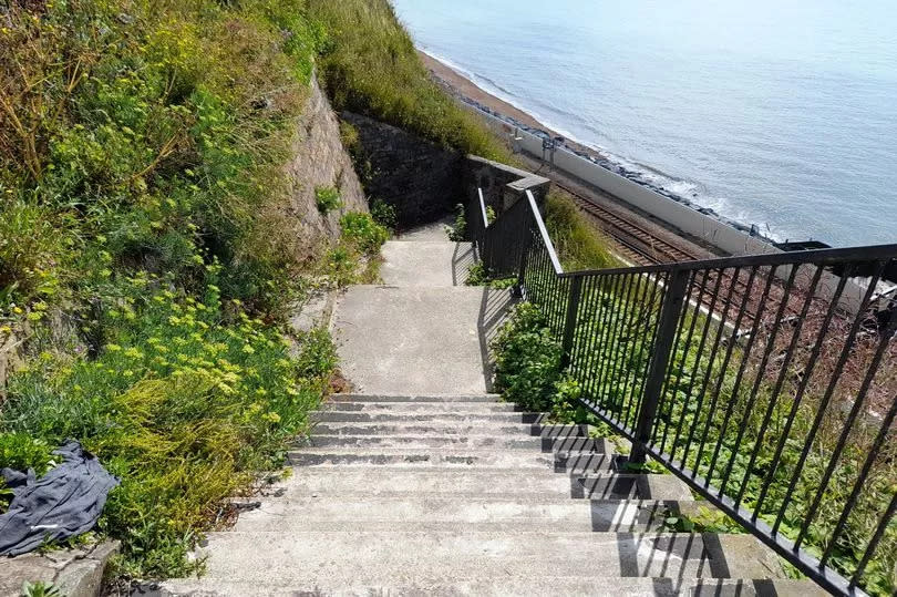 The stairs leading down to Shakespeare Beach from Aycliffe