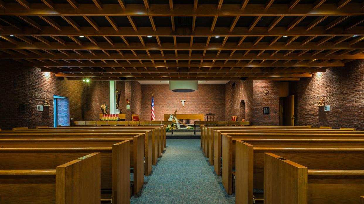 <span class="caption">Our Lady of the Airways Chapel, Logan Airport, Boston.</span> <span class="attribution"><a class="link " href="http://armorfoto.com/" rel="nofollow noopener" target="_blank" data-ylk="slk:Randall Armor;elm:context_link;itc:0;sec:content-canvas">Randall Armor</a>, <a class="link " href="http://creativecommons.org/licenses/by-nd/4.0/" rel="nofollow noopener" target="_blank" data-ylk="slk:CC BY-ND;elm:context_link;itc:0;sec:content-canvas">CC BY-ND</a></span>