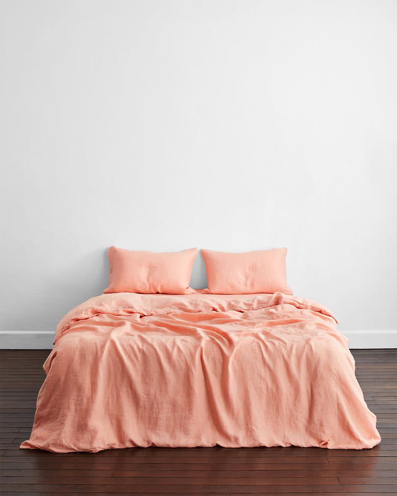 <p><a href="https://go.redirectingat.com?id=74968X1596630&url=https%3A%2F%2Fbedthreads.com%2Fproducts%2Fpeach-100-flax-linen-bedding-set&sref=https%3A%2F%2F" rel="nofollow noopener" target="_blank" data-ylk="slk:Shop Now;elm:context_link;itc:0;sec:content-canvas" class="link rapid-noclick-resp">Shop Now</a></p><p>Peach Flax Linen Bedding</p><p>bedthreads.com</p><p>$196.00</p><span class="copyright">Bed Threads</span>