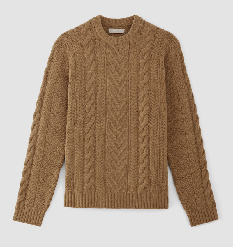 <p><a href="https://go.redirectingat.com?id=74968X1596630&url=https%3A%2F%2Fwww.everlane.com%2Fproducts%2Fmens-felted-merino-cable-knit-crew-camel&sref=https%3A%2F%2Fwww.esquire.com%2Fstyle%2Fmens-fashion%2Fg14012516%2Fcable-knit-sweaters-men%2F" rel="nofollow noopener" target="_blank" data-ylk="slk:Shop Now;elm:context_link;itc:0;sec:content-canvas" class="link ">Shop Now</a></p><p>The Felted Merino Cable-Knit Crew</p><p>everlane.com</p><p>$125.00</p>