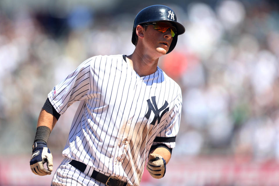 BRONX, NY - JUNE 26: DJ LeMahieu #26 of the New York Yankees hits a home run against the Toronto Blue Jays at Yankee Stadium on Wednesday, June 26, 2019 in the Bronx borough of New York City. (Photo by Rob Tringali/MLB via Getty Images)
