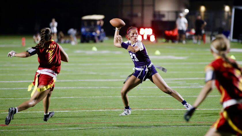 Newport Harbor quarterback Maia Helmar has tossed 57 touchdown passes in the Sailors' 19 games this season.
