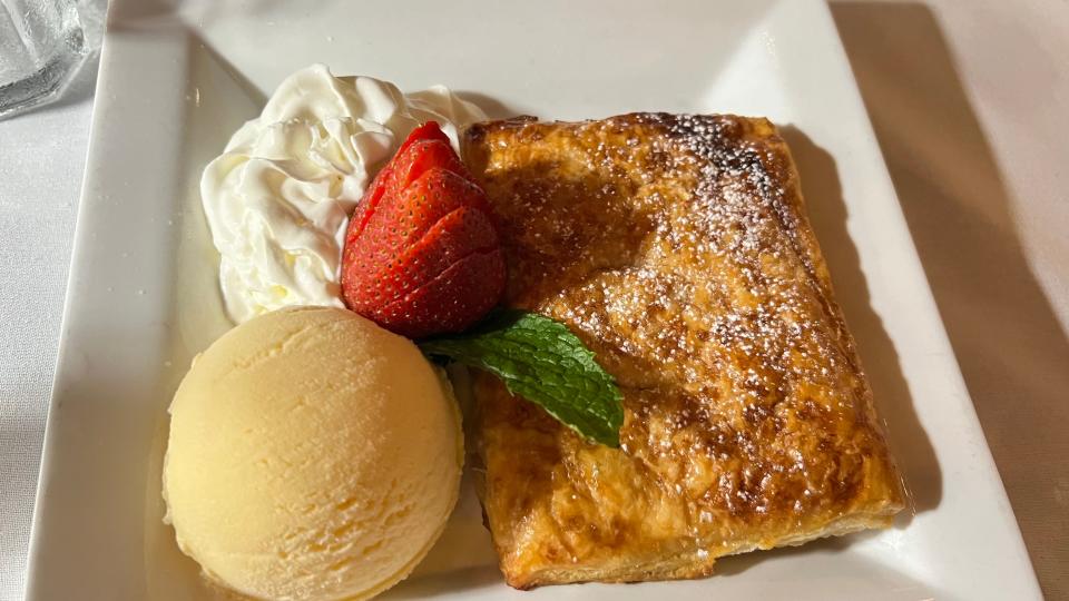 At the Schnitzel Haus in Hobe Sound, the Apple strudel had a light and flaky crust filled with sweet and tender apples and a hint of cinnamon