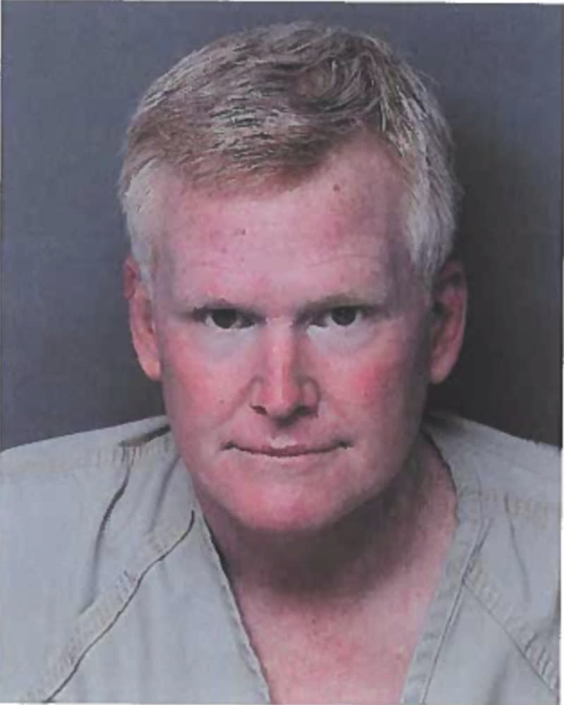 This photo provided by Hampton County Detention Center shows Alex Murdaugh. Murdaugh surrendered Thursday, Sept. 16, 2021, to face insurance fraud and other charges after state police said he arranged to have himself shot in the head so that his son would get a $10 million life insurance payout. The shooter only grazed him. (Hampton County Detention Center via AP)