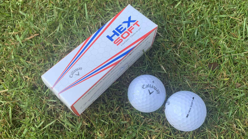 The Callaway Hex Soft Golf Ball on the ground