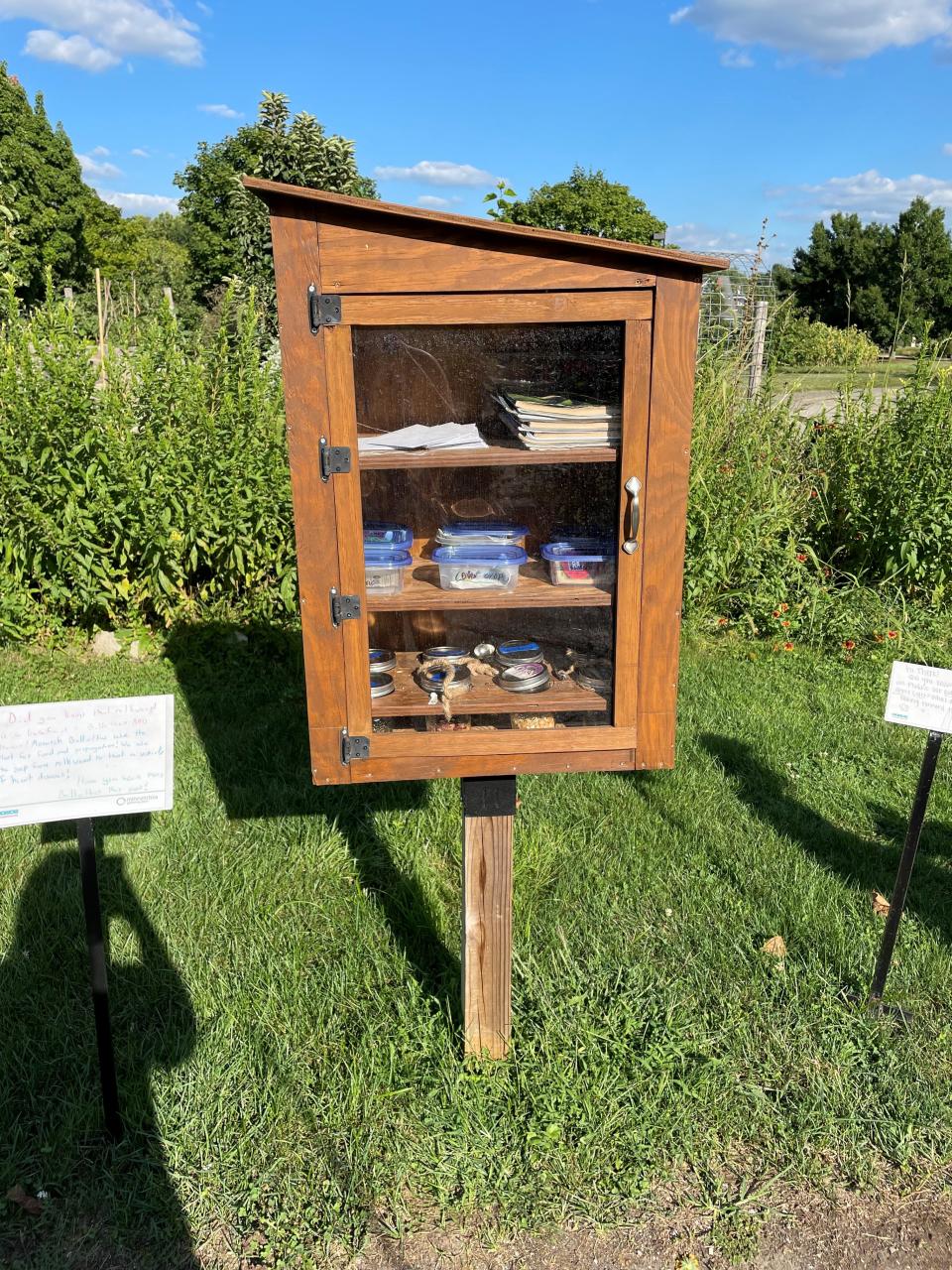 At Minnetrista, the horticulture staff keep a Little Free Seed Library in the Orchard Garden stocked with seeds, seed catalogs, and gardening magazines.