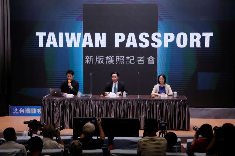 Taiwan Foreign Minister Wu reveals the new passport design in Taipei