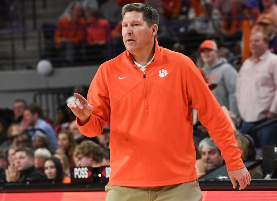 Dec 6, 2023; Clemson, South Carolina, USA; Clemson Head Coach Brad Brownell during the second half of the game with University of South Carolina at Littlejohn Coliseum. Mandatory Credit: Ken Ruinard-USA TODAY Sports Ken Ruinard/Ken Ruinard-USA TODAY Sports