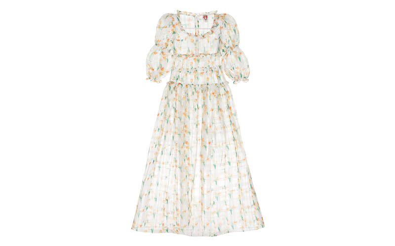 Arguably one of the most beautiful dresses we ever did lay our eyes on and now we're desperately waiting by the door for an invitation somewhere fancy - we'll take any excuse. <a href="https://shrimps.com/collections/dresses/products/cara-dress-daffodil" rel="nofollow noopener" target="_blank" data-ylk="slk:Shop now;elm:context_link;itc:0;sec:content-canvas" class="link "><em>Shop now</em></a><em>.</em>