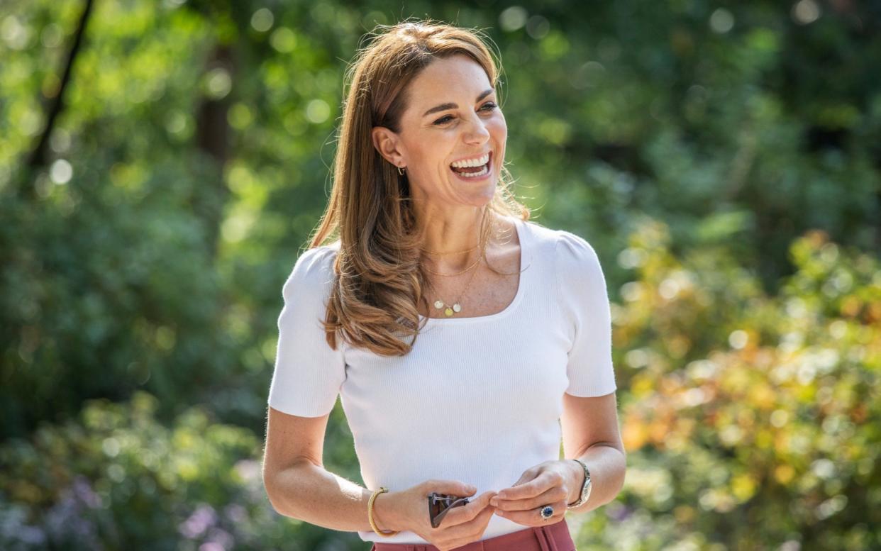 The Duchess of Cambridge wearing a necklace by Irish label All the Falling Stars - Getty