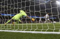 <p>Real Madrid’s Cristiano Ronaldo scores their first goal </p>