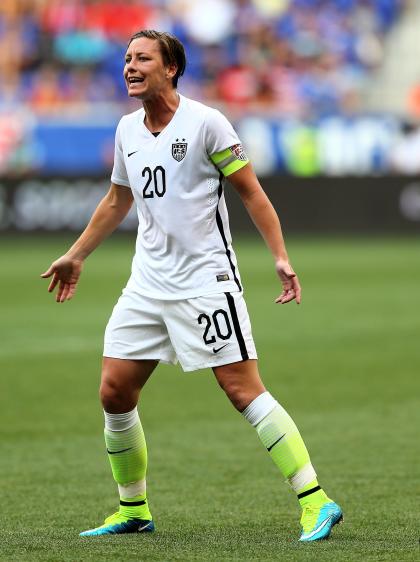 HARRISON, NJ - MAY 30: Abby Wambach #20 of United States reacts in the second half against the South Korea during an international friendly match at Red Bull Arena on May 30, 2015 in Harrison, New Jersey. (Photo by Elsa/Getty Images)