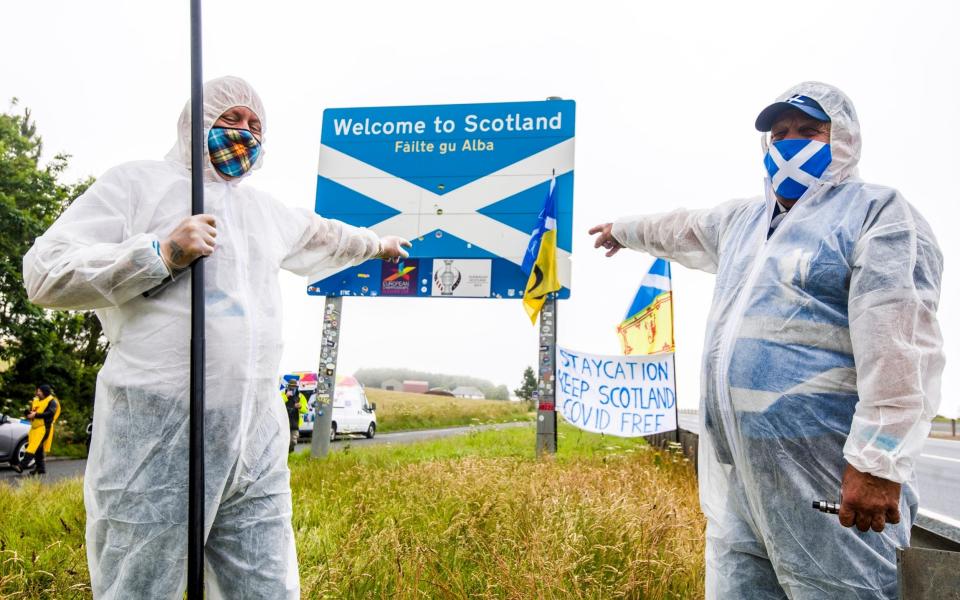 Protests took place on the Scotland England border earlier this year - Euan Cherry/Euan Cherry