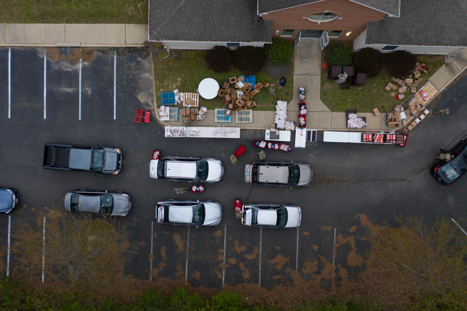 Overview of a food distribution site during the stay-at-home order in Centreville, Md., on April 17. | Peter van Agtmael—Magnum Photos for TIME